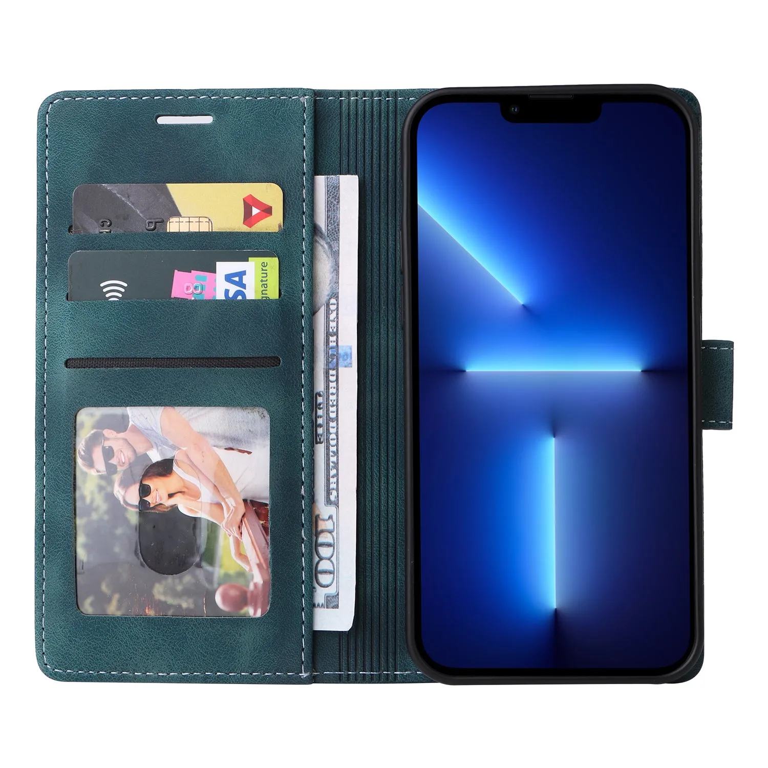 007 Series For iPhone 15 Pro Anti-Scratch PU Leather Stand Shell Flip Wallet Skin-touch Phone Case Cover