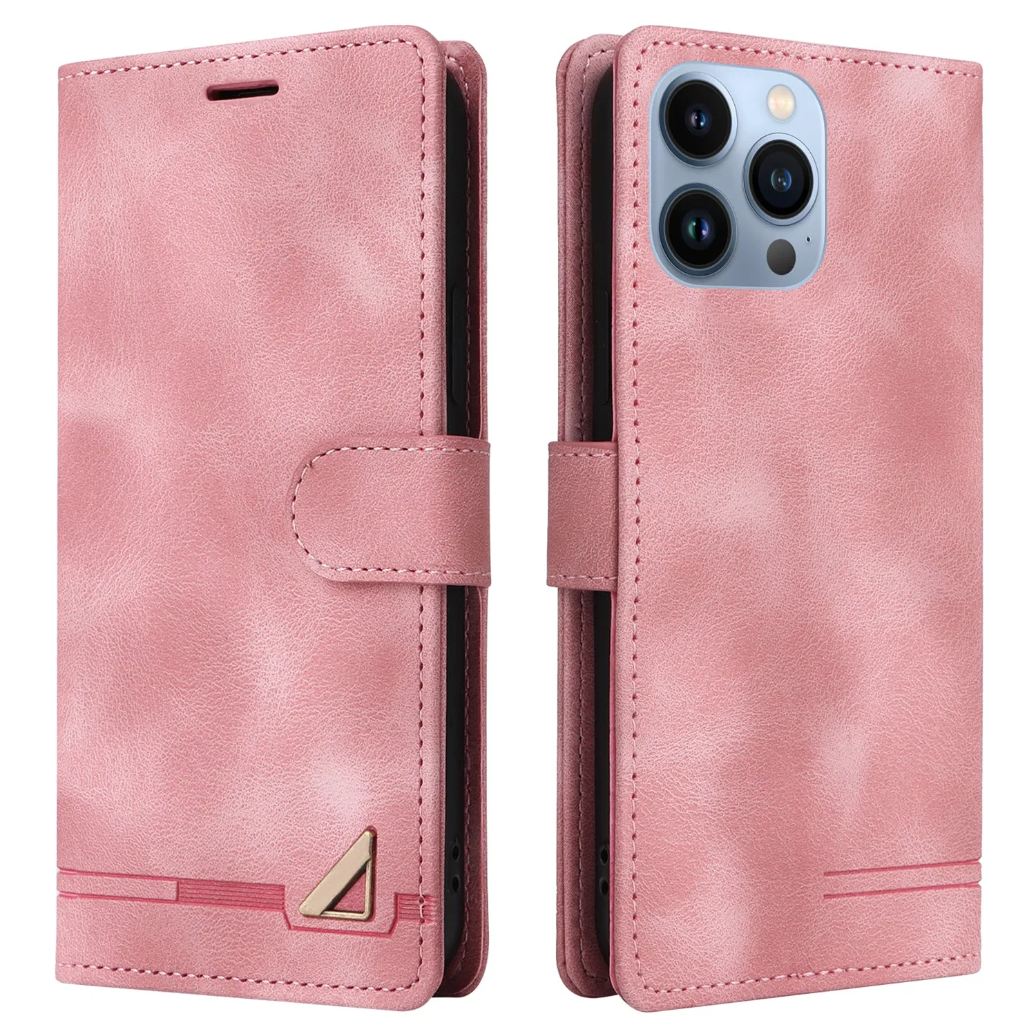 007 Series For iPhone 15 Pro Max Stand Shell Flip Wallet Anti-Scratch PU Leather Case Skin-touch Phone Cover