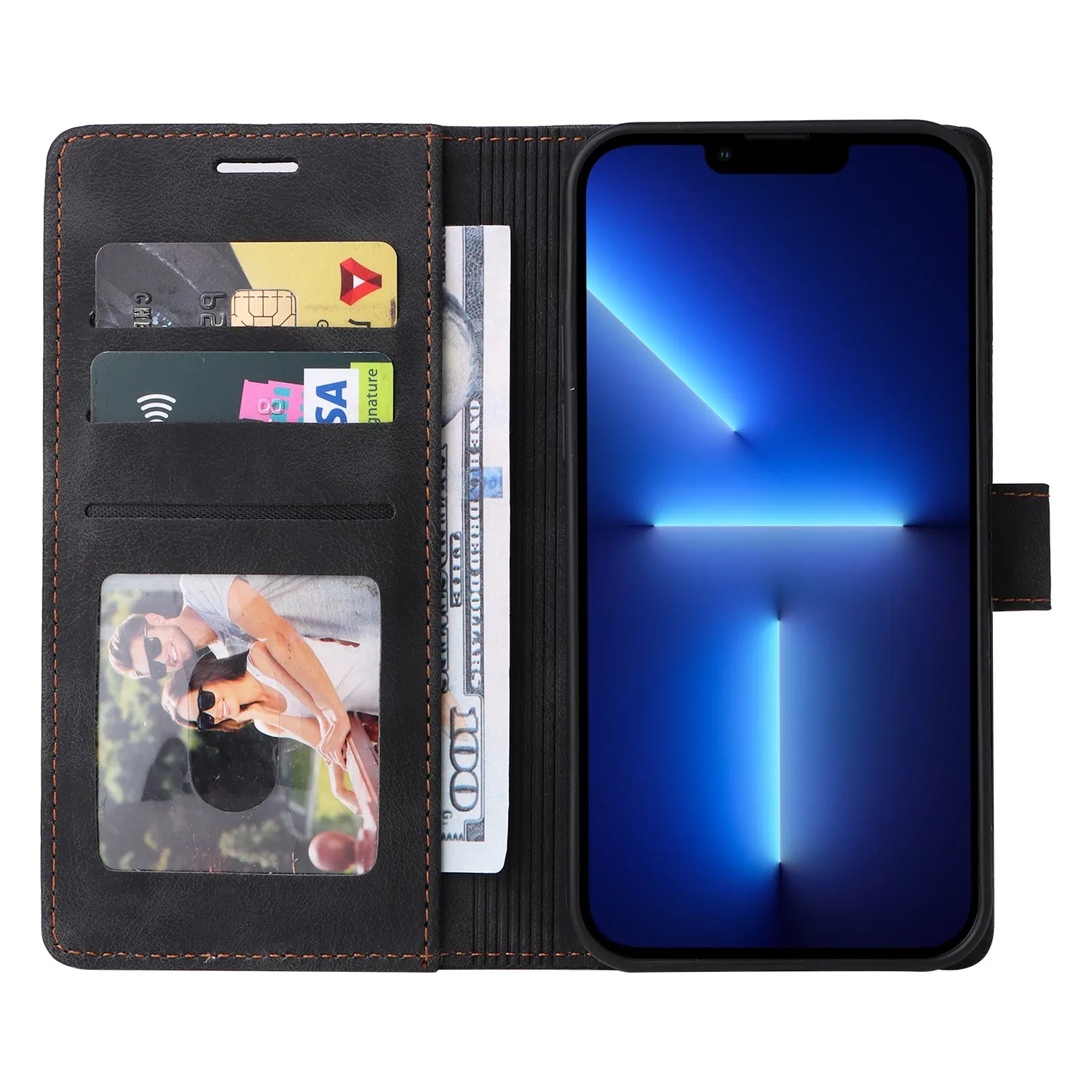 007 Series For iPhone 15 Pro Max Stand Shell Flip Wallet Anti-Scratch PU Leather Case Skin-touch Phone Cover