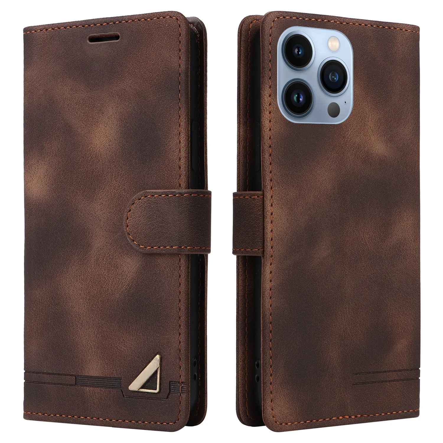 007 Series For iPhone 15 Pro Max Stand Shell Flip Wallet Anti-Scratch PU Leather Case Skin-touch Phone Cover