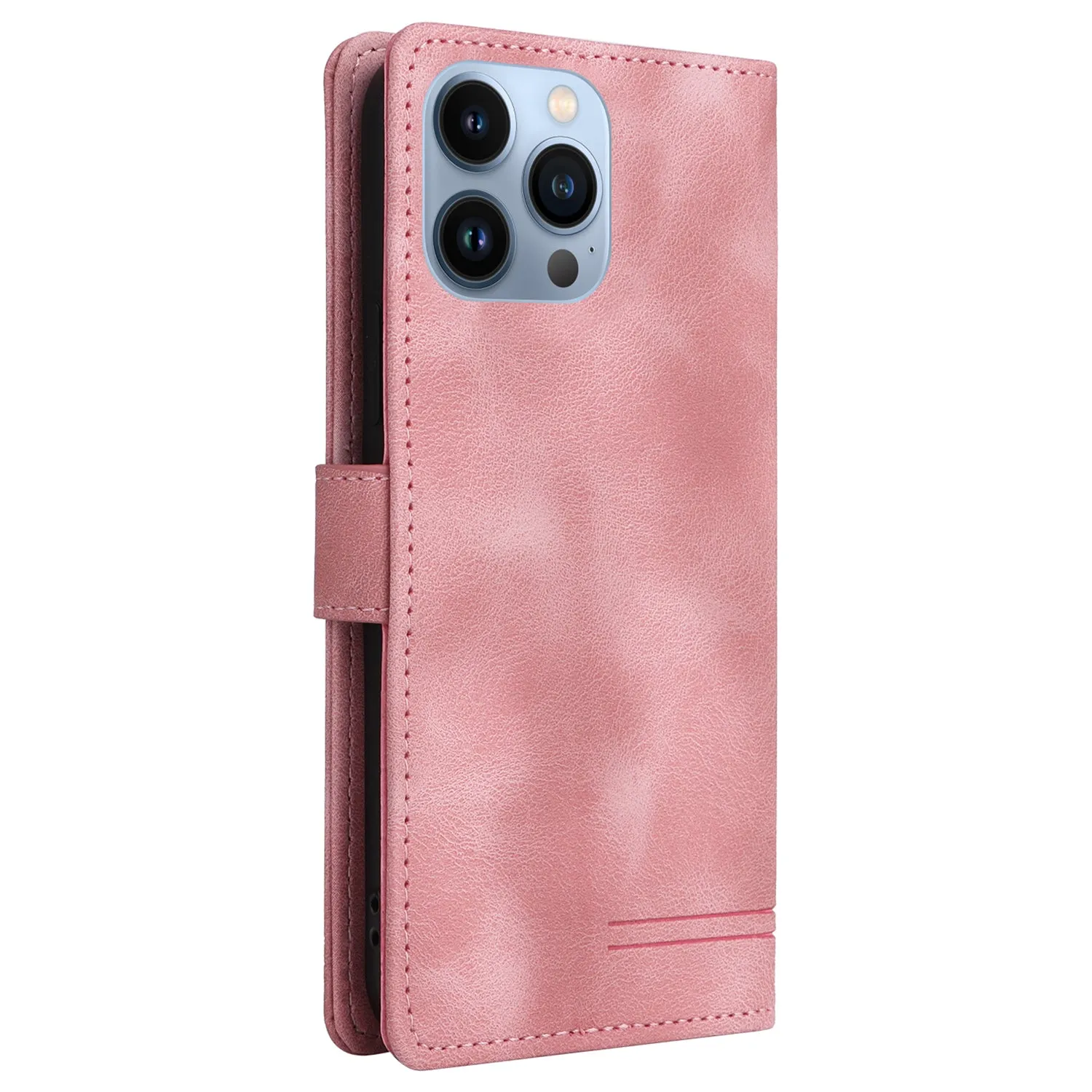 007 Series For iPhone 15 Pro Max Stand Shell Flip Wallet Anti-Scratch PU Leather Case Skin-touch Phone Cover