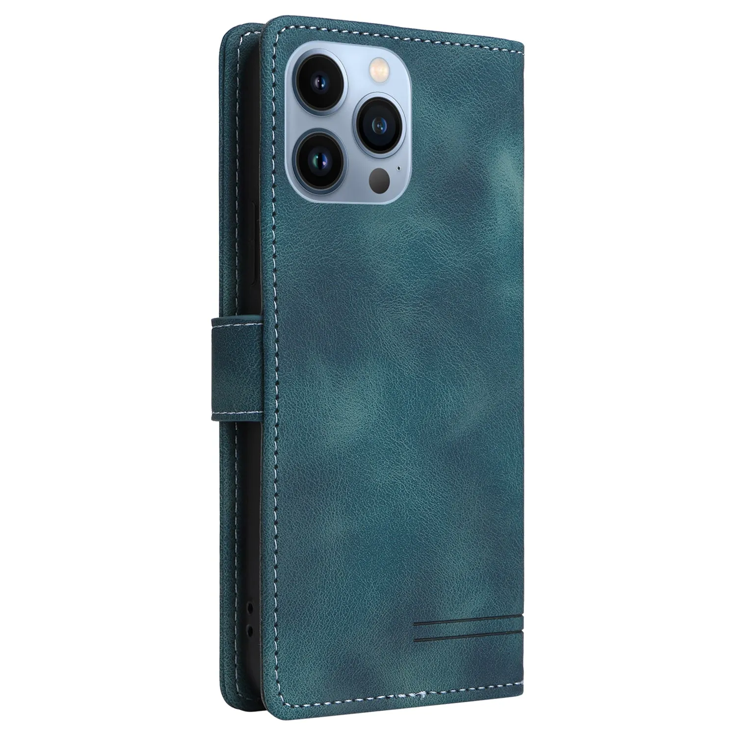 007 Series For iPhone 15 Pro Max Stand Shell Flip Wallet Anti-Scratch PU Leather Case Skin-touch Phone Cover