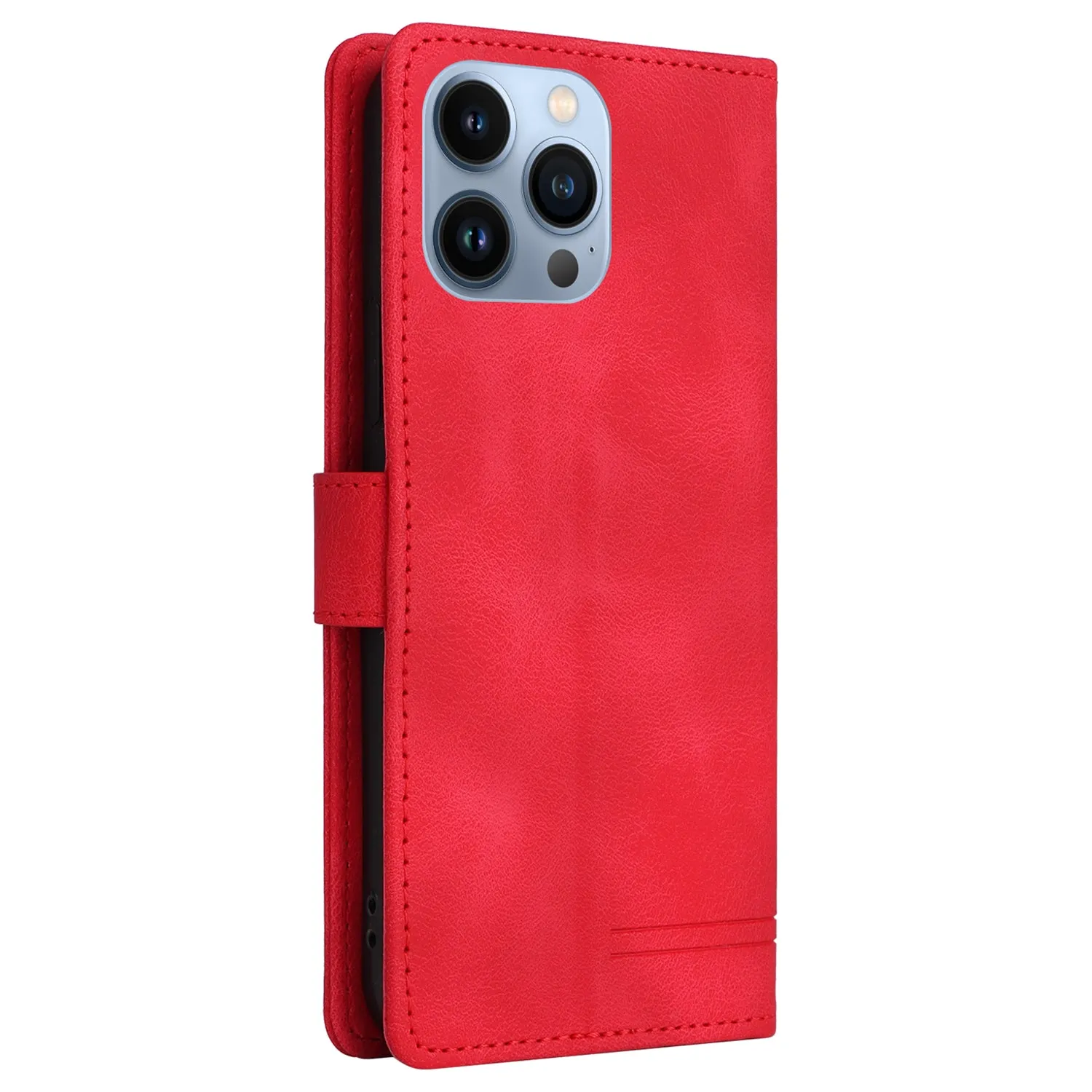 007 Series For iPhone 15 Pro Max Stand Shell Flip Wallet Anti-Scratch PU Leather Case Skin-touch Phone Cover