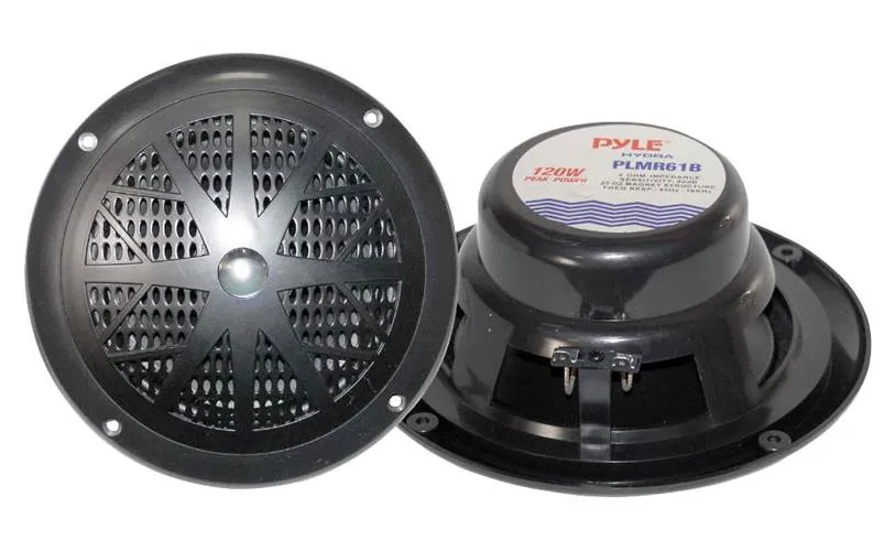 2) NEW PYLE 6.5" 120W Marine/Boat Dual Cone Waterproof Speakers PAIR (Open Box)