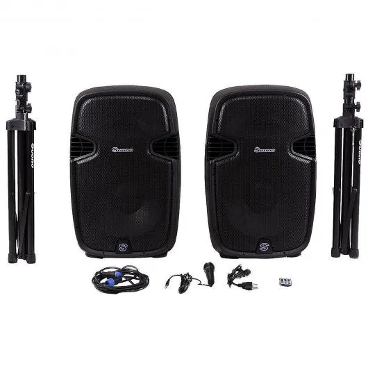 2000 W Dual 12" 2-Way Powered Speakers with Bluetooth