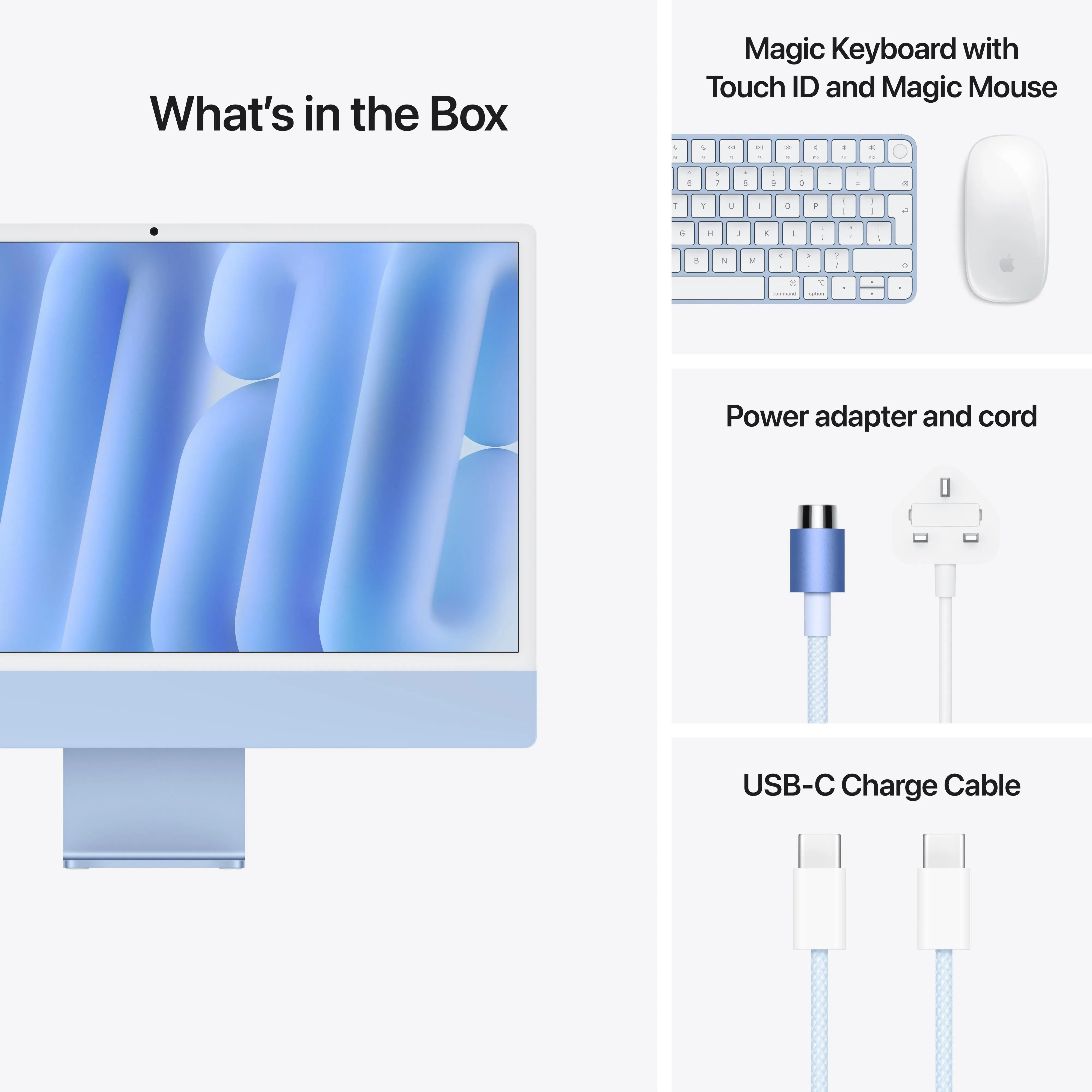 24-inch iMac with Retina 4.5K display: Apple M4 chip with 10-core CPU and 10-core GPU, 256GB SSD - Blue