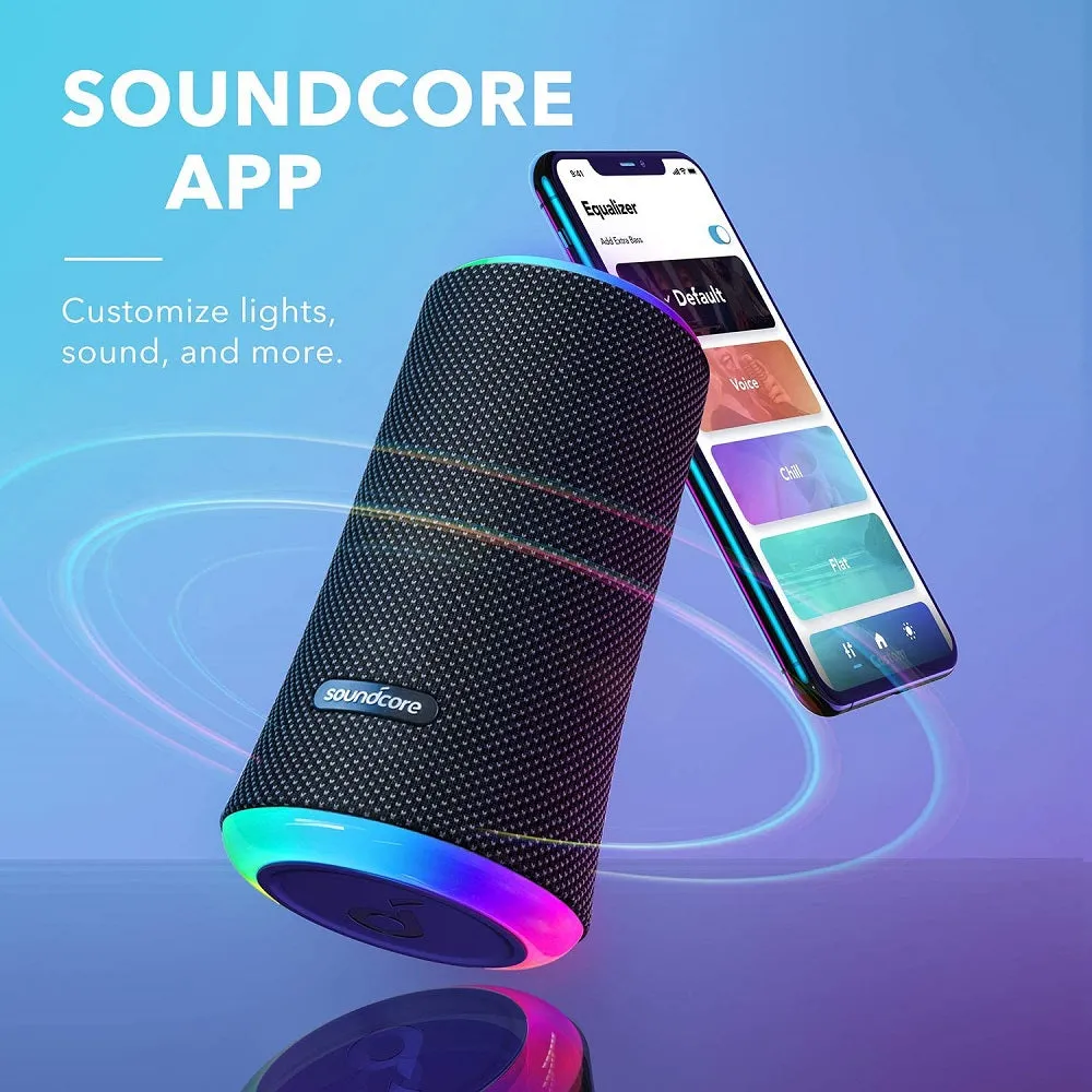 Anker Soundcore Flare 2 Bluetooth Speaker, with IPX7 Waterproof Protection and 360° Sound for Backyard and Beach Party, 20W Wireless Speaker with PartyCast, EQ Adjustment, and 12-Hour Playtime