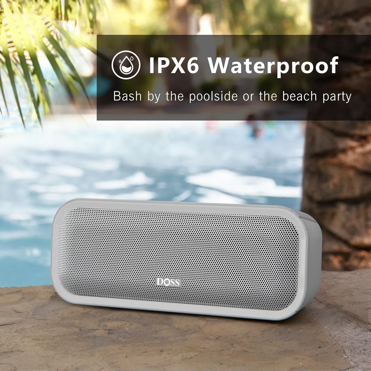 Bluetooth Speaker, Soundbox Pro  Wireless Bluetooth Speaker with 24W Impressive Sound, Booming Bass, IPX6 Waterproof, 15Hrs Playtime, Wireless Stereo Pairing, Mixed Colors Lights, 66 FT- Grey