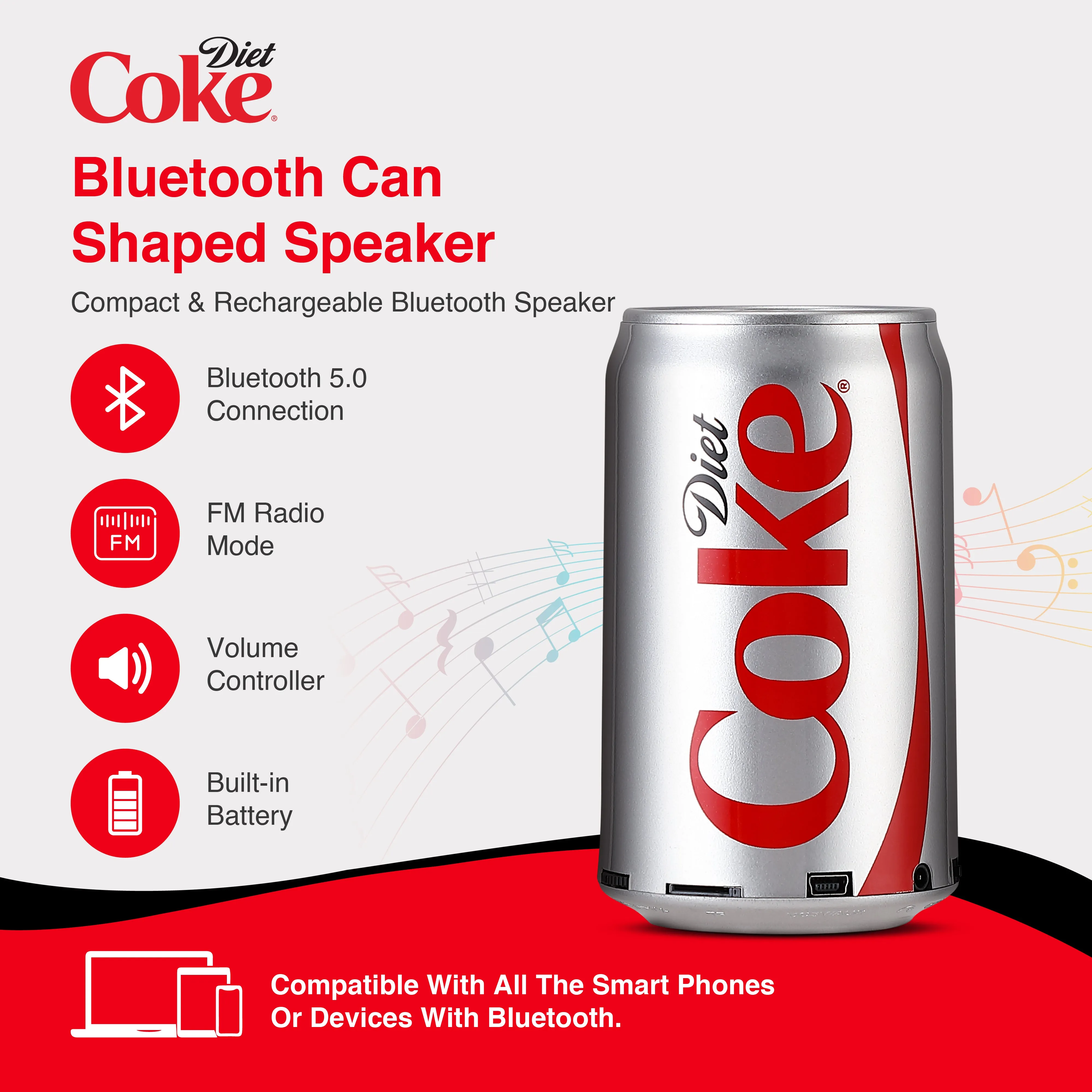 Coca-Cola/Diet Coke Can Shaped Bluetooth Speakers with Acrylic Case