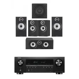 Denon AVRS670H 5.2 Ch 8K AV Receiver with Bowers and Wilkins 606 and 607 S3 5.1 Surround Sound Speaker Package Black