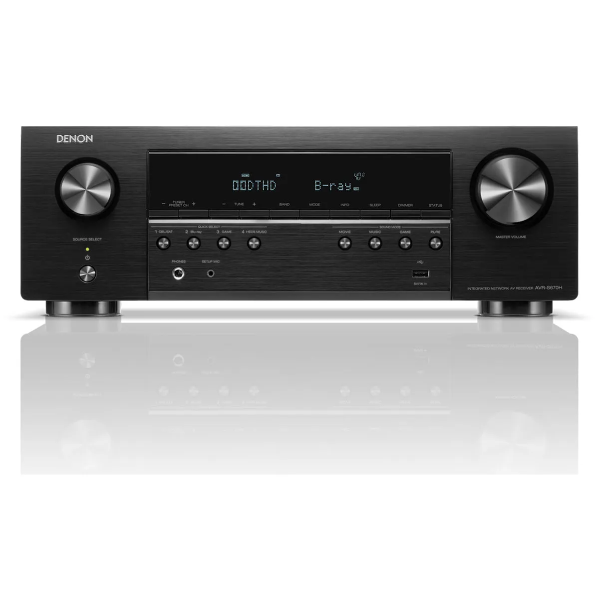 Denon AVRS670H 5.2 Ch 8K AV Receiver with Bowers and Wilkins 606 and 607 S3 5.1 Surround Sound Speaker Package Black