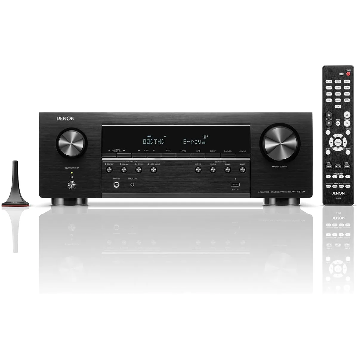 Denon AVRS670H 5.2 Ch 8K AV Receiver with Bowers and Wilkins 607 S3 5.1 Surround Sound Speaker Package Black