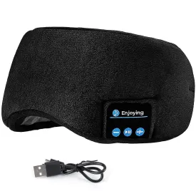 Fresh Fab Finds Sleep Eye Mask Wireless Headphones Adjustable Hands-free Skin Friendly Cotton Mask Headsets w/ Speakers Microphone Washable For Insomnia Travel