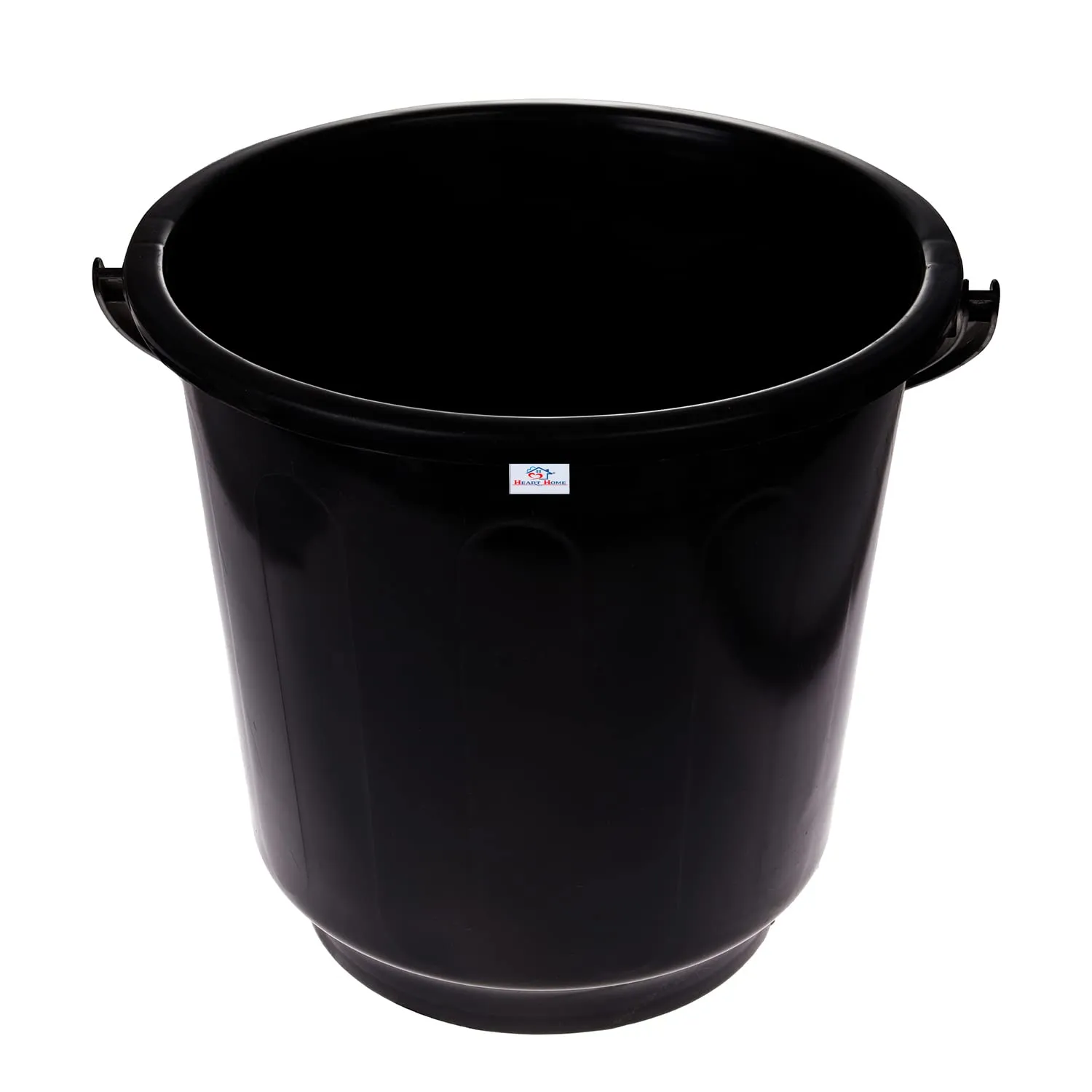 Heart Home Bucket|Plastic Bucket for Bathroom|Bucket for Bathing|Unbreakable Bucket with Handle|16 Liter|Pack of 2 (Black)