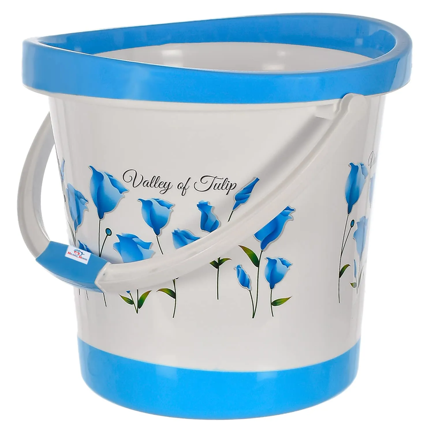 Heart Home Bucket|Plastic Bucket for Bathroom|Tulip Flower Bucket for Bathing|Unbreakable Bucket with Handle|18 Liter (Blue)