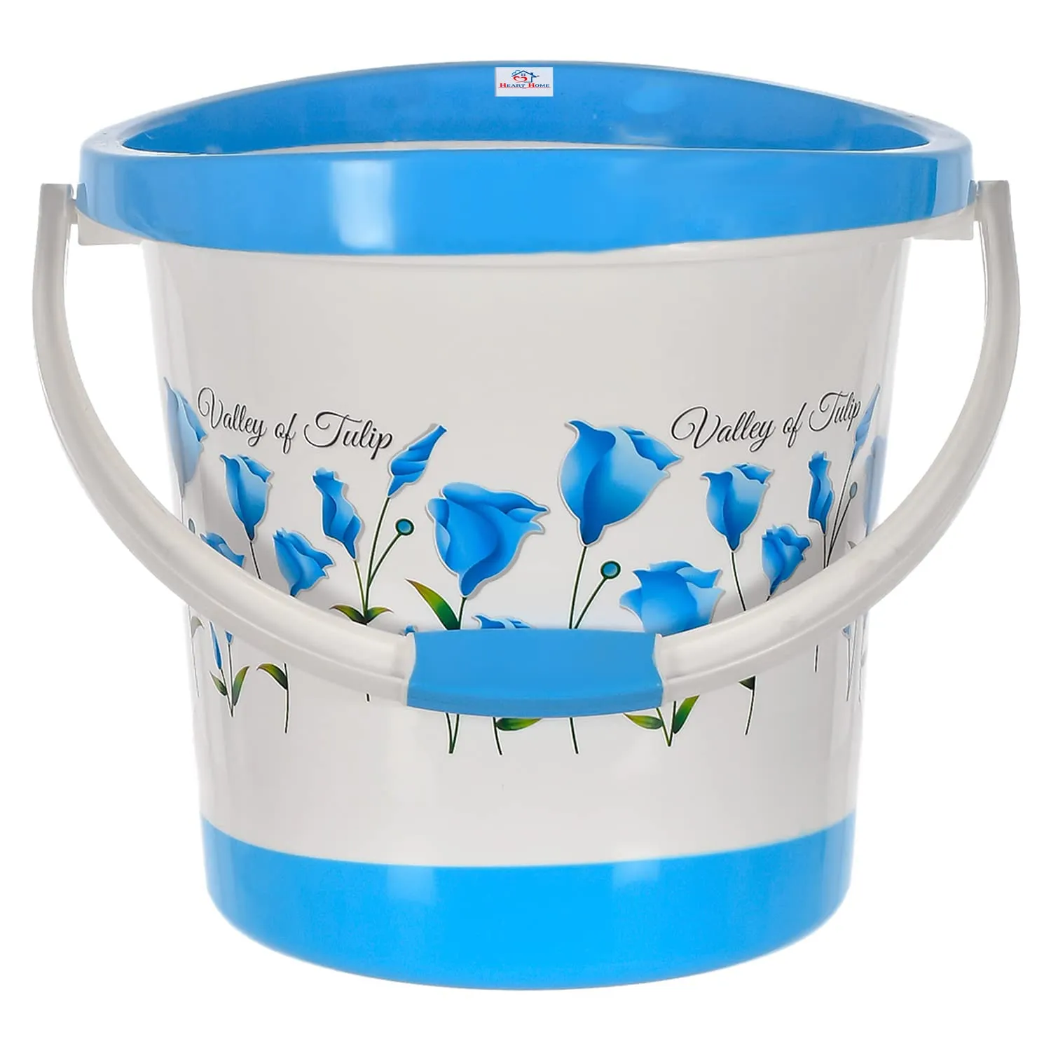 Heart Home Bucket|Plastic Bucket for Bathroom|Tulip Flower Bucket for Bathing|Unbreakable Bucket with Handle|18 Liter (Blue)