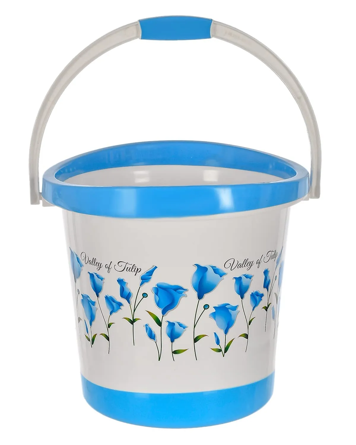 Heart Home Bucket|Plastic Bucket for Bathroom|Tulip Flower Bucket for Bathing|Unbreakable Bucket with Handle|18 Liter (Blue)