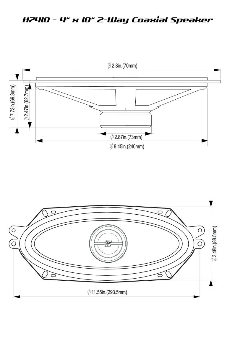 HED Series 4"×10" 2-Way Coaxial Speakers - H7410