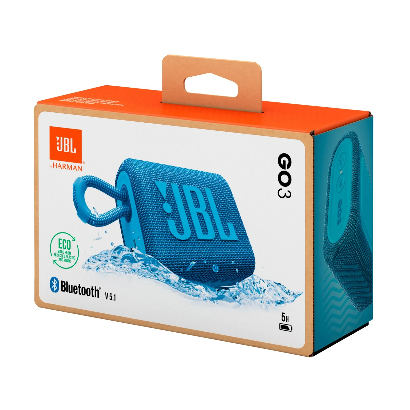 JBL Go 3 Eco Portable Stereo Bluetooth Speaker - Blue