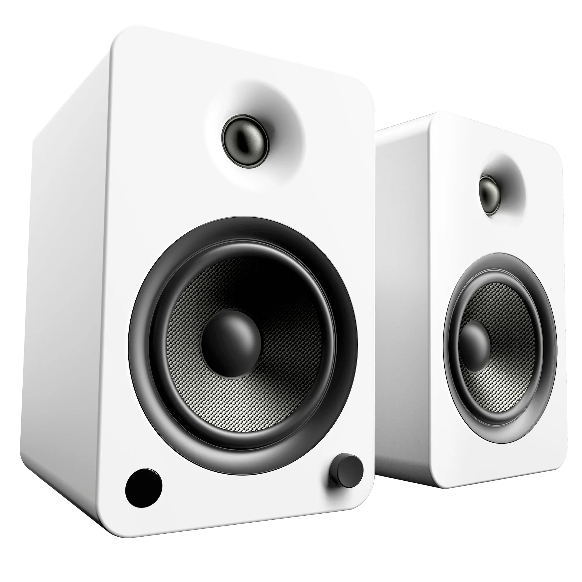 Kanto YU6 200W Powered Bookshelf Speakers with Bluetooth and Phono Preamp - Pair, Matte White with SE6W White Stand Bundle