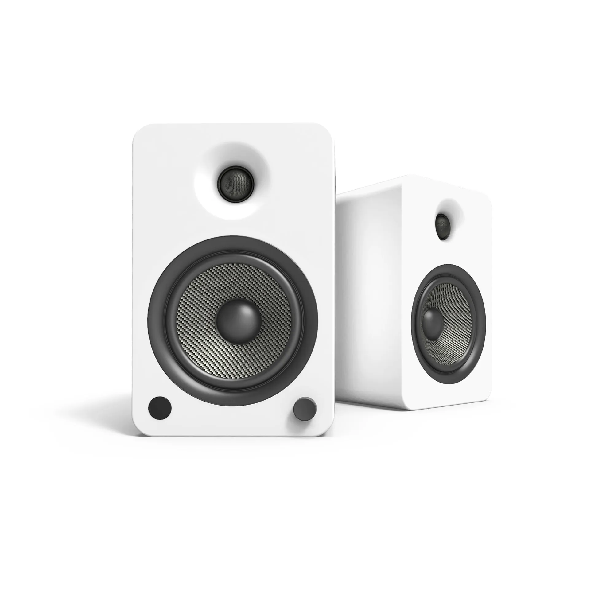 Kanto YU6 200W Powered Bookshelf Speakers with Bluetooth and Phono Preamp - Pair, Matte White with SE6W White Stand Bundle