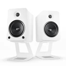 Kanto YU6 200W Powered Bookshelf Speakers with Bluetooth and Phono Preamp - Pair, Matte White with SE6W White Stand Bundle