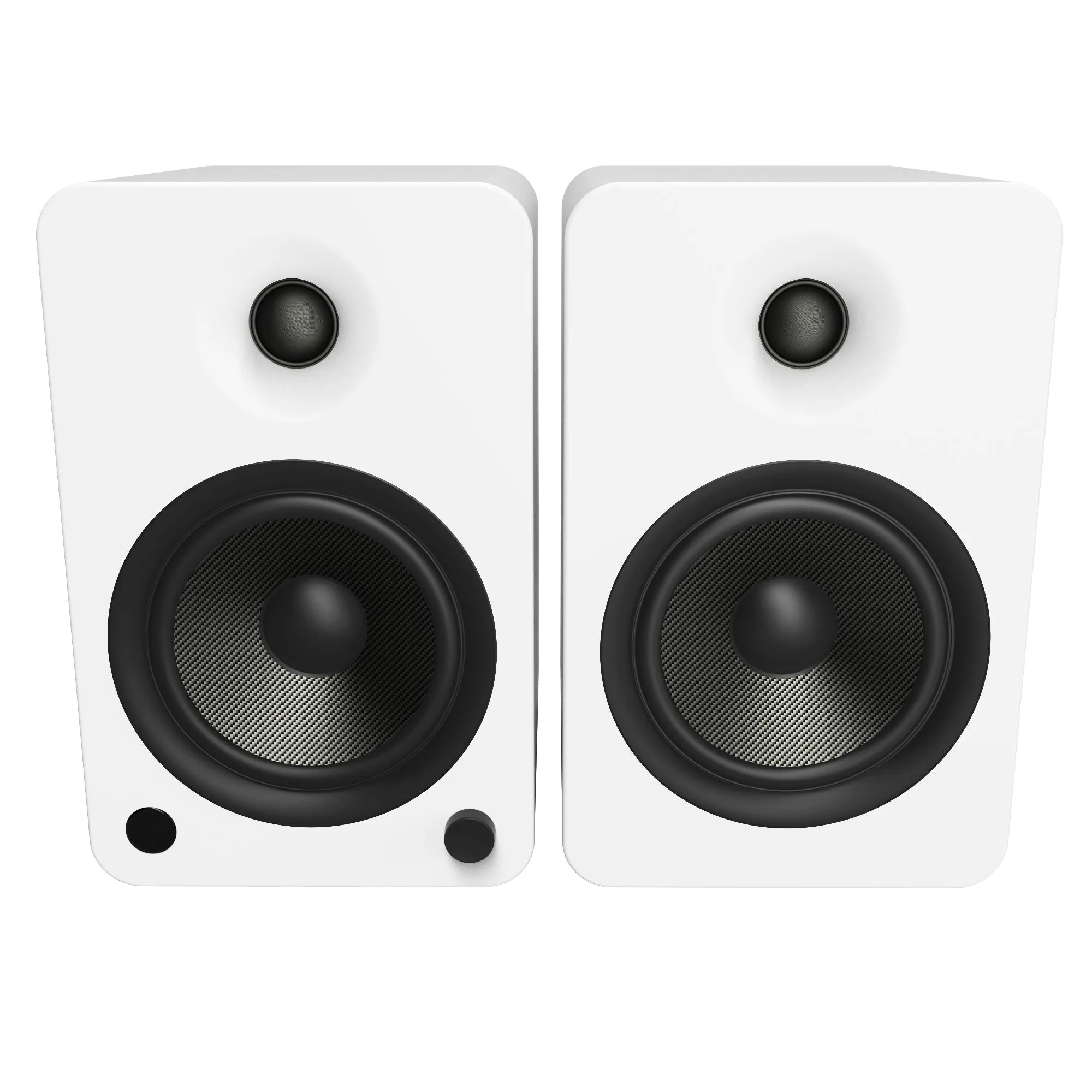 Kanto YU6 200W Powered Bookshelf Speakers with Bluetooth and Phono Preamp - Pair, Matte White with SE6W White Stand Bundle