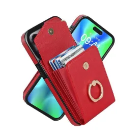 Luxury Mobile Phone Case with Credit Card Holder & Stand for iPhone 11 - Red