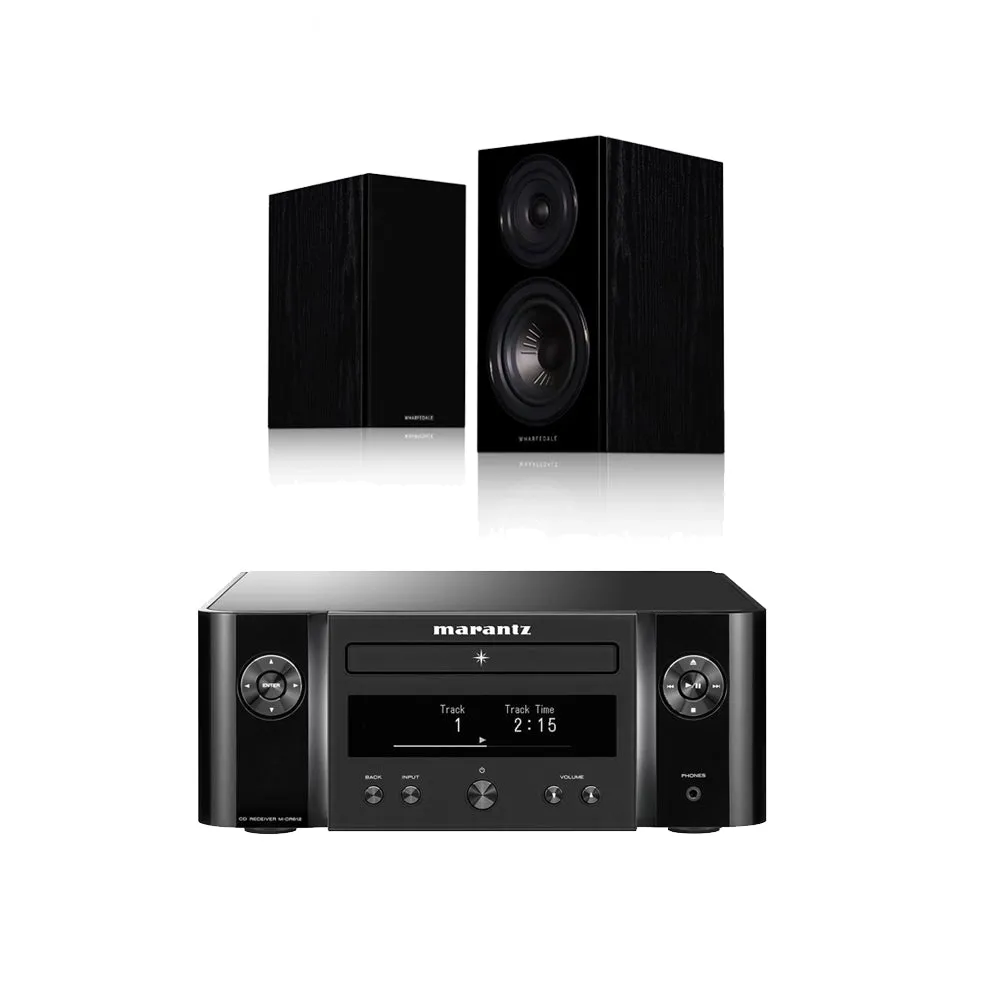 Marantz Melody X MCR612 Hifi Network System with Wharfedale Diamond 12.1 Bookshelf Speakers Package Black