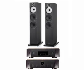 Marantz Model 50 Amplifier & CD 50n CD Player with Bowers & Wilkins 603 S3 Floorstanding Speakers Black