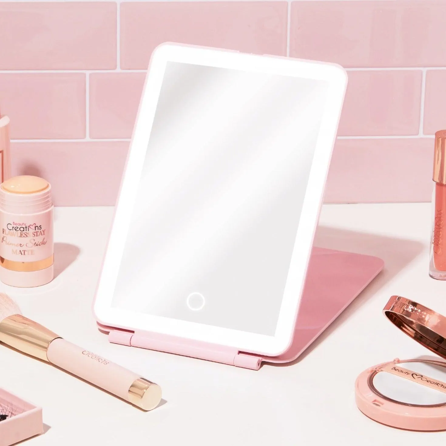 On the Go Mini LED Mirror (Pink)