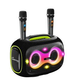 Party Box-Wireless 120W Portable Bluetooth Speaker Karaoke with a Tripod & Two Microphones, Black