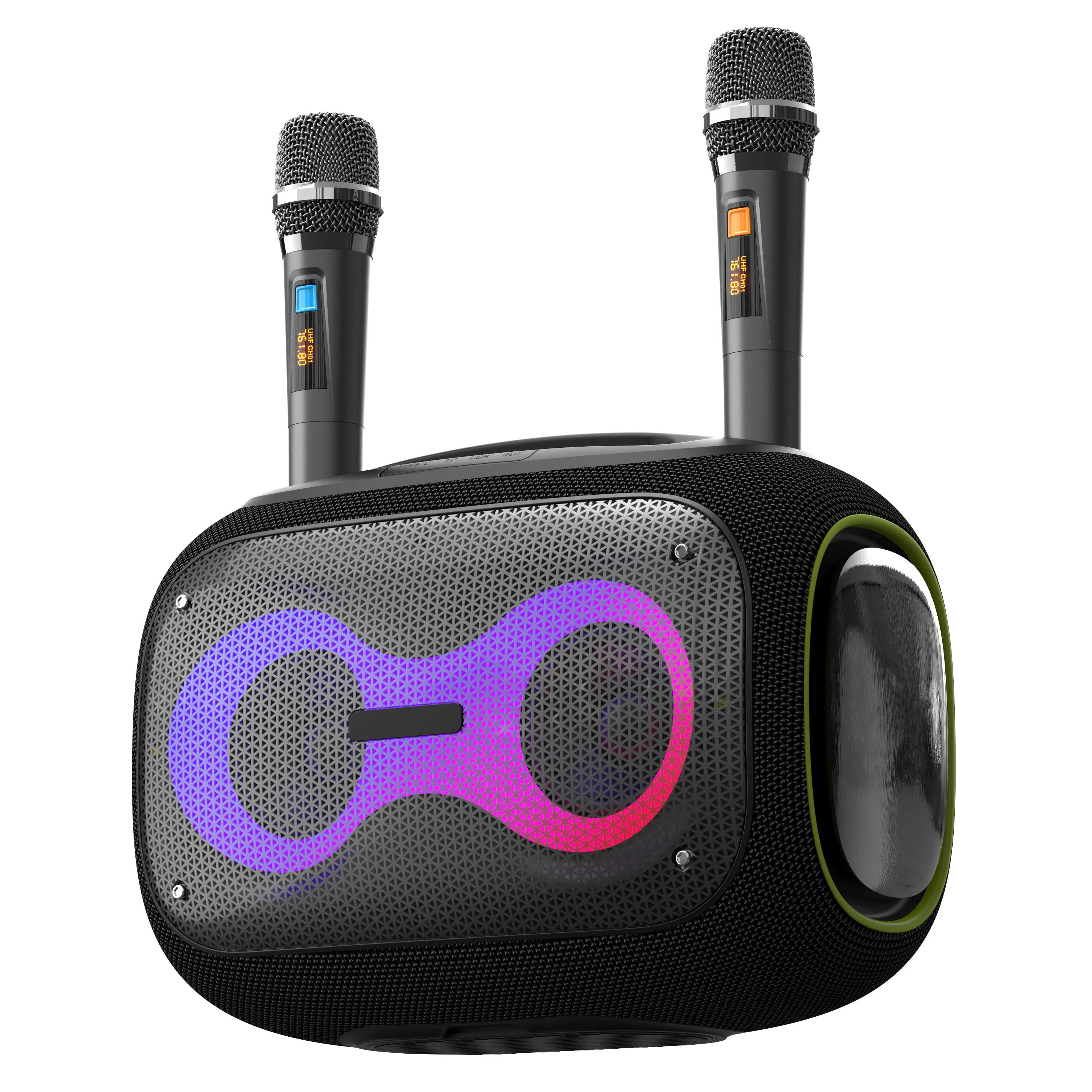 Party Box-Wireless 120W Portable Bluetooth Speaker Karaoke with a Tripod & Two Microphones, Camo