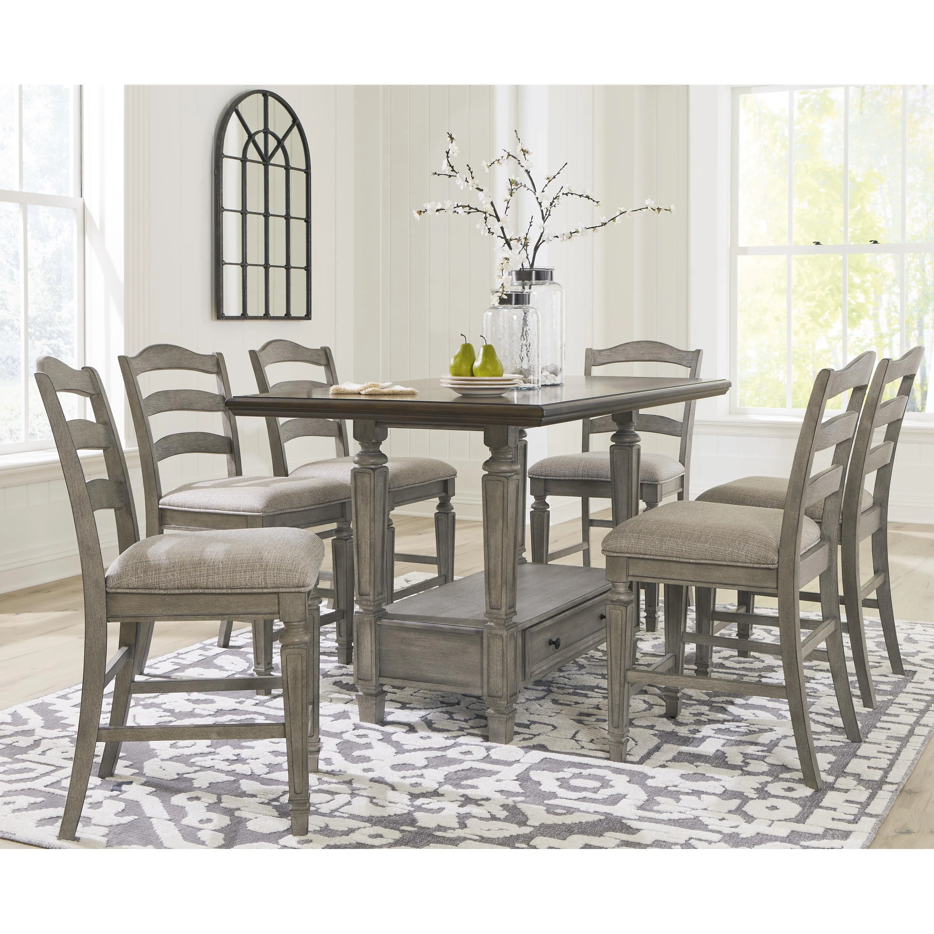 Signature Design by Ashley Lodenbay Counter Height Dining Table with Pedestal Base D751-13