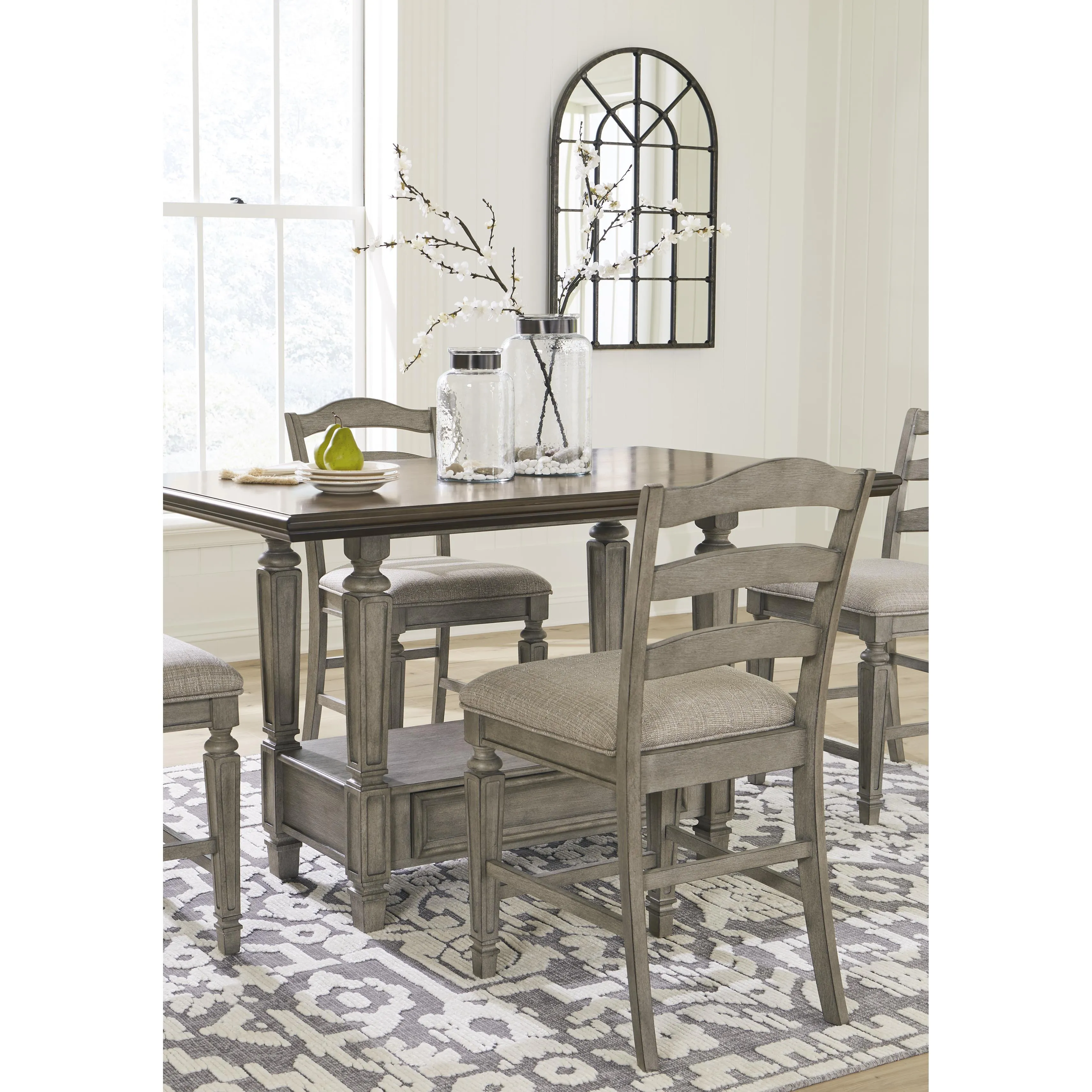 Signature Design by Ashley Lodenbay Counter Height Dining Table with Pedestal Base D751-13