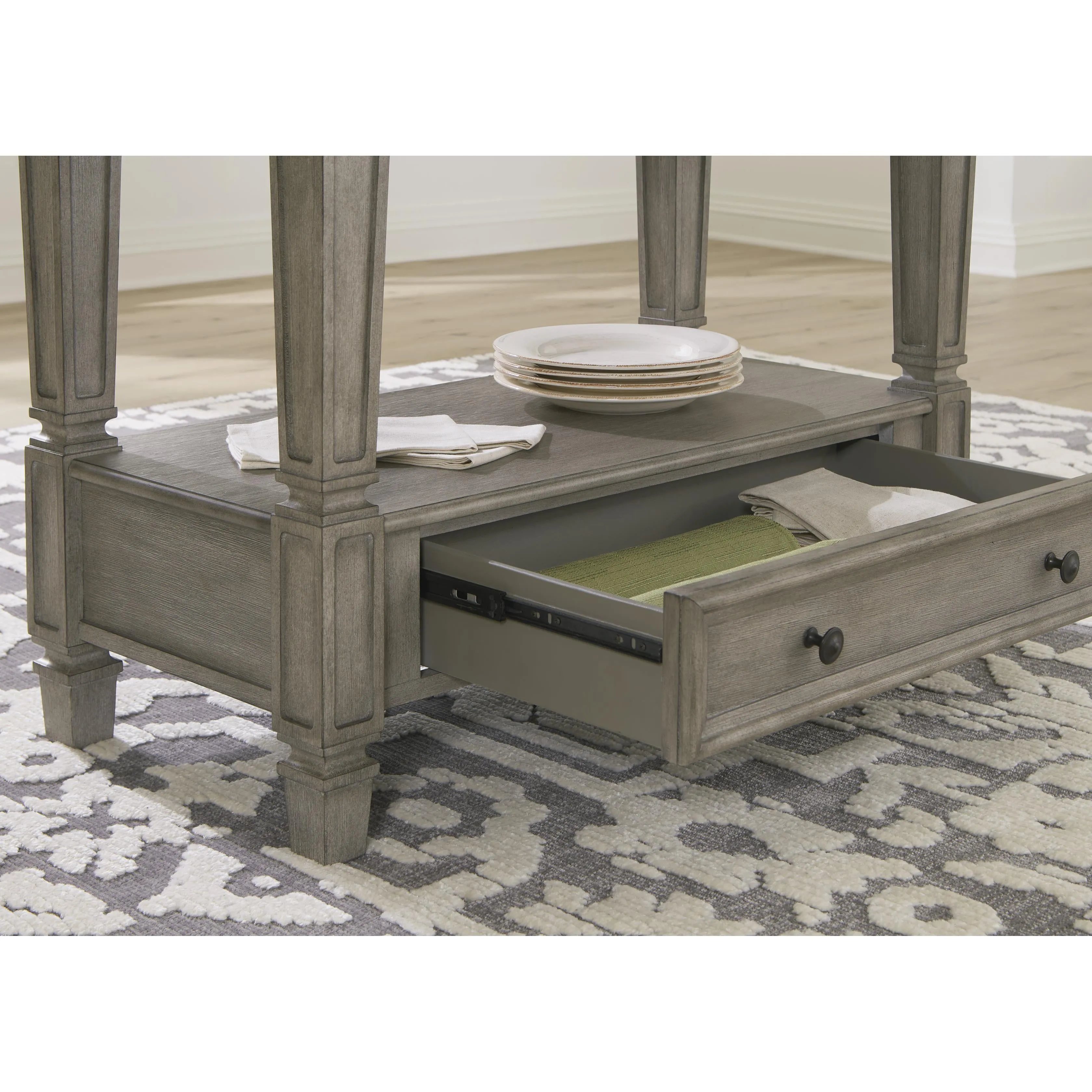 Signature Design by Ashley Lodenbay Counter Height Dining Table with Pedestal Base D751-13