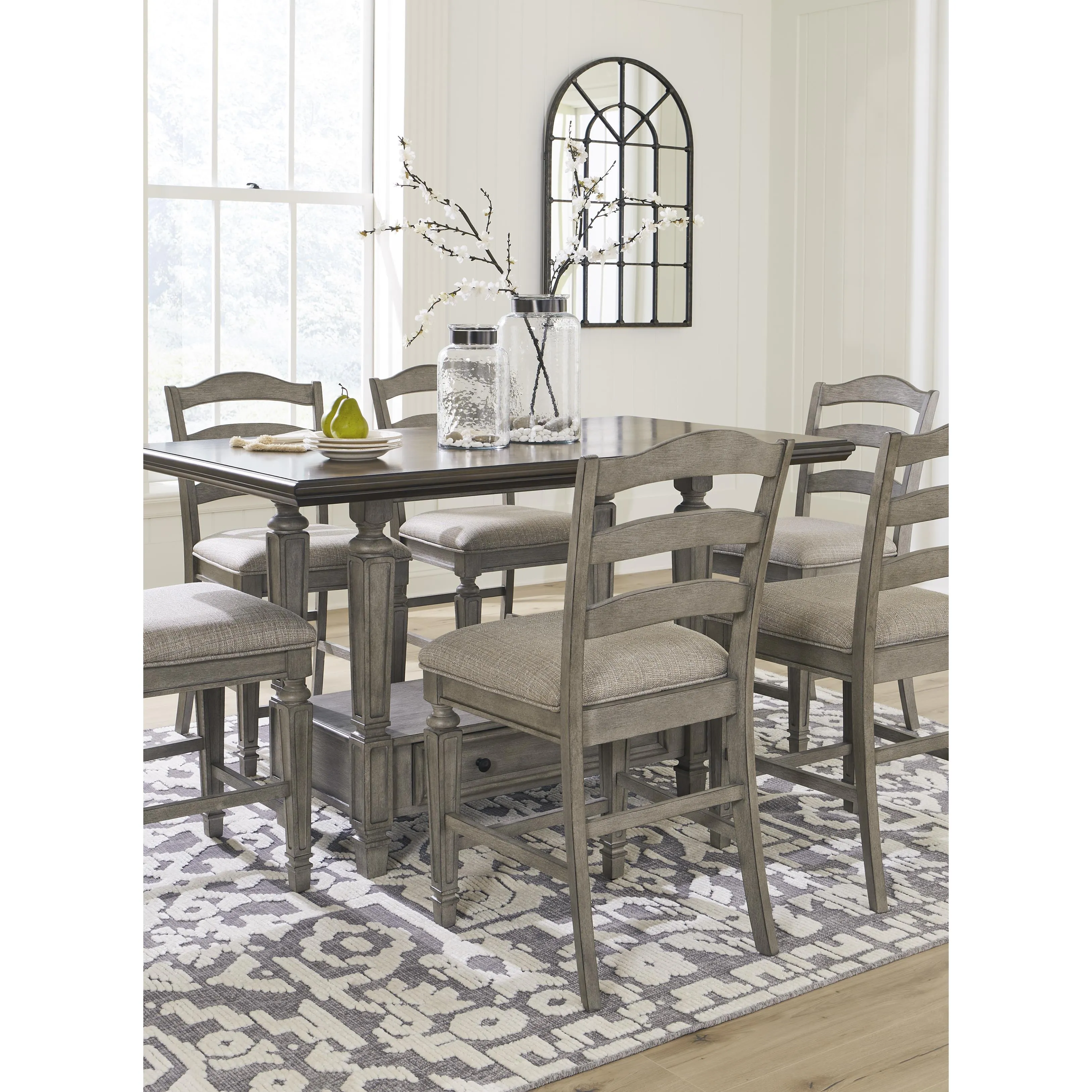 Signature Design by Ashley Lodenbay Counter Height Dining Table with Pedestal Base D751-13