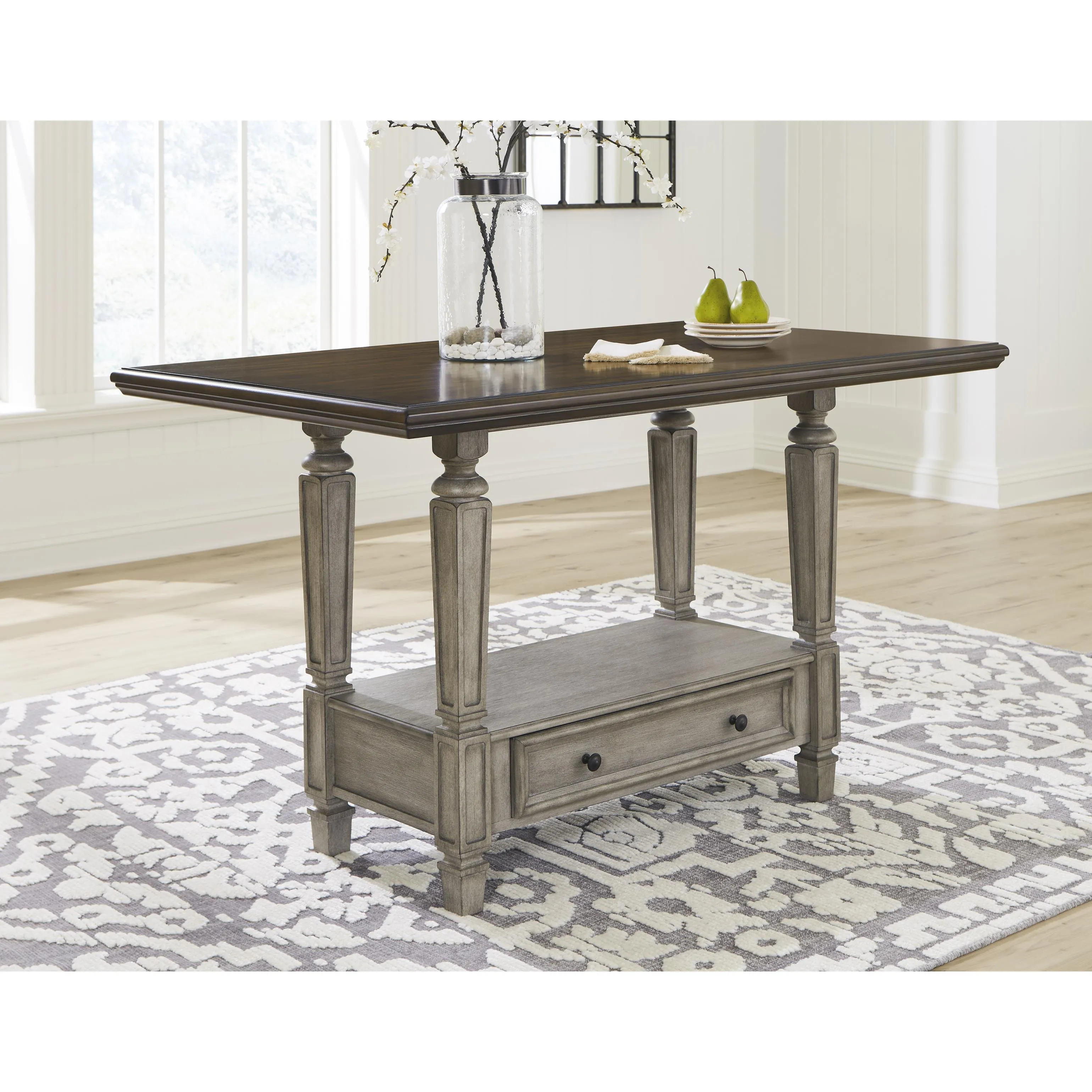 Signature Design by Ashley Lodenbay Counter Height Dining Table with Pedestal Base D751-13