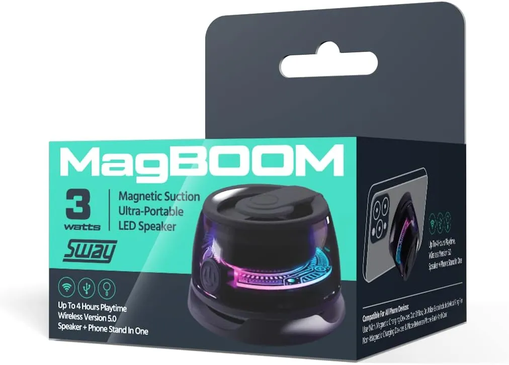 Sway - Magboom Led Magnetic Bluetooth Speaker (4 Pack) - Black